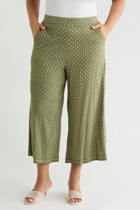 Max Studio London Pants - Max Studio London Wide Leg Pants 2X Green Floral Pull On NWT